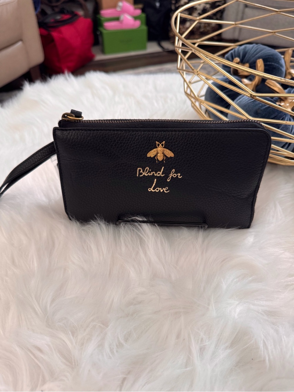Gucci Animalier “Bind for Love” Bee Zip Wallet/Wristlet